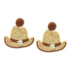 Beaded Cowboy Hat Earring, Seed Bead Earring